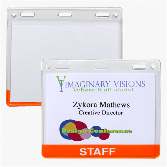 3 x 4 Stock Pre-Printed Badge Holders - Slotted