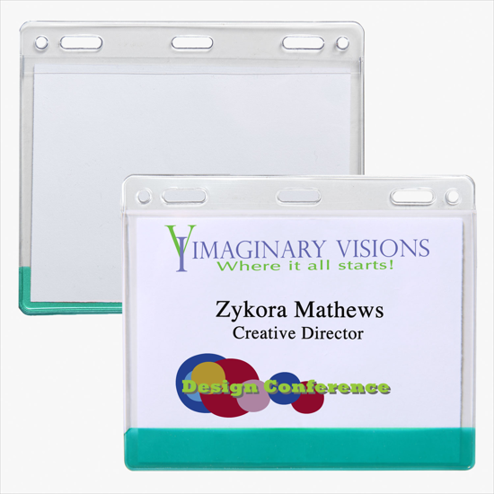 3 x 4 Stock Pre-Printed Badge Holders - Slotted
