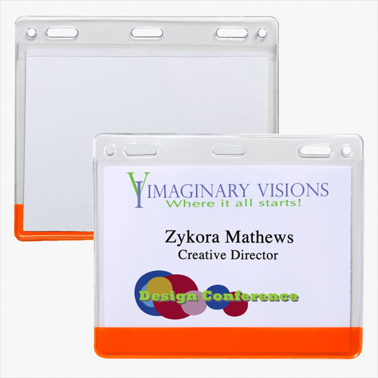 3 x 4 Stock Pre-Printed Badge Holders - Slotted