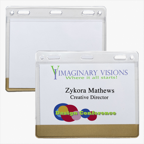 3 x 4 Stock Pre-Printed Badge Holders - Slotted