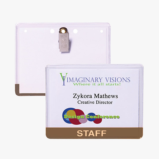 3 x 4 Stock Pre-Printed Badge Holders - Clip Attachment