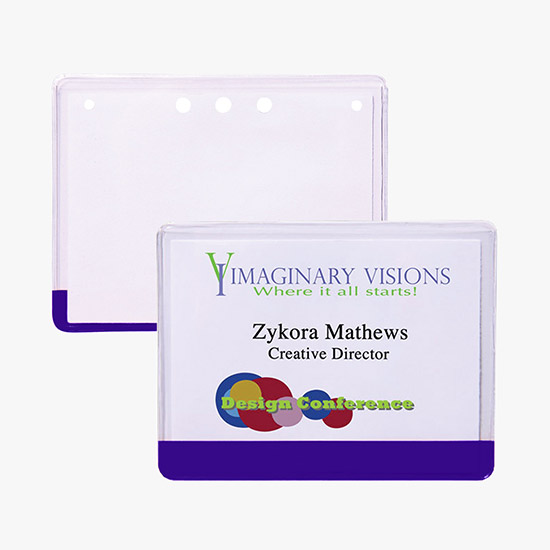 3 x 4 Stock Pre-Printed Badge Holders - No Attachment