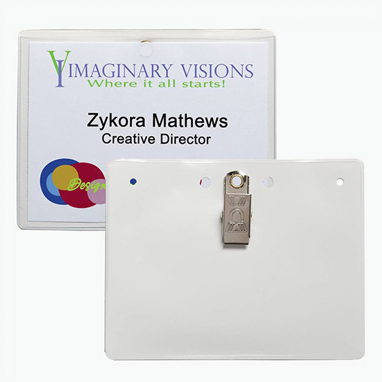 3 x 4 Border Badge Holders - Clip Attachment
