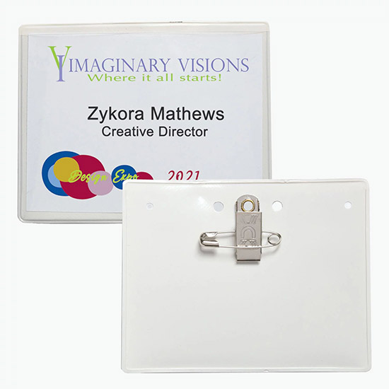 3 x 4 Border Badge Holders - Pin/Clip Attachment
