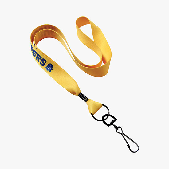3/4 Heavyweight Satin Lanyard - Black Swivel J-Hook