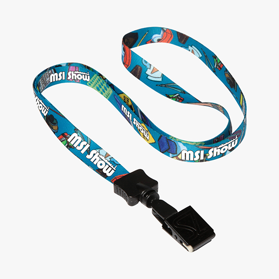 1/2 Full Color Lanyard w/Metal Bulldog ID Holder