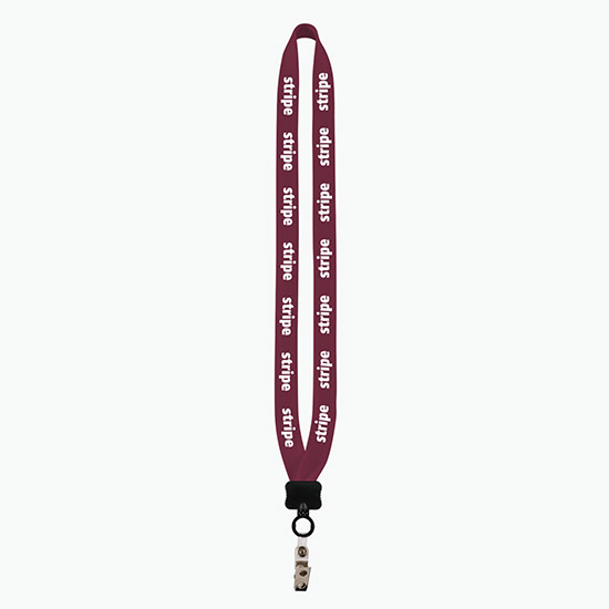 3/4 Knitted Cotton Lanyard w/Metal Crimp & Metal Bulldog Clip