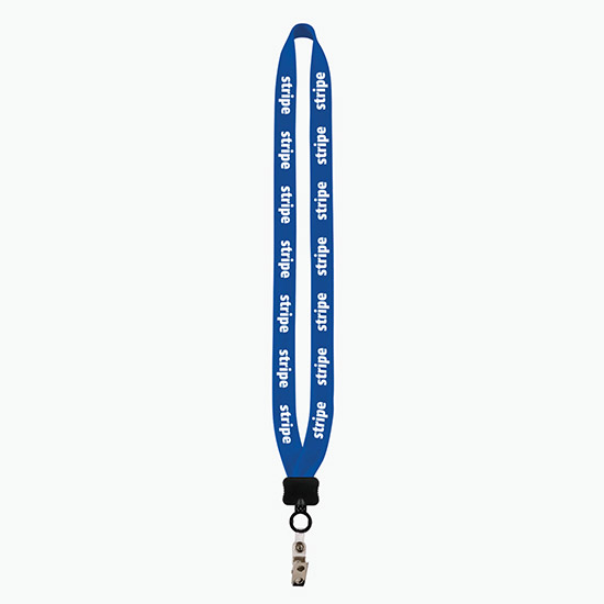 3/4 Knitted Cotton Lanyard w/Metal Crimp & Metal Bulldog Clip