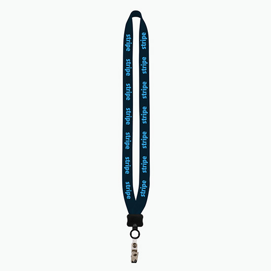 3/4 Knitted Cotton Lanyard w/Metal Crimp & Metal Bulldog Clip