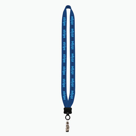 3/4 Knitted Cotton Lanyard w/Metal Crimp & Metal Bulldog Clip
