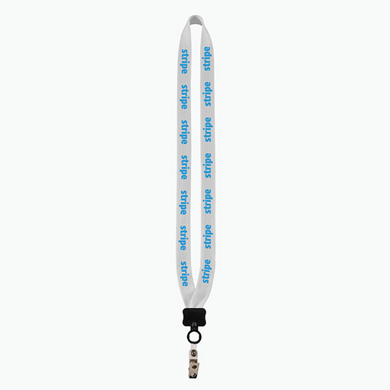 3/4 Knitted Cotton Lanyard w/Metal Crimp & Metal Bulldog Clip