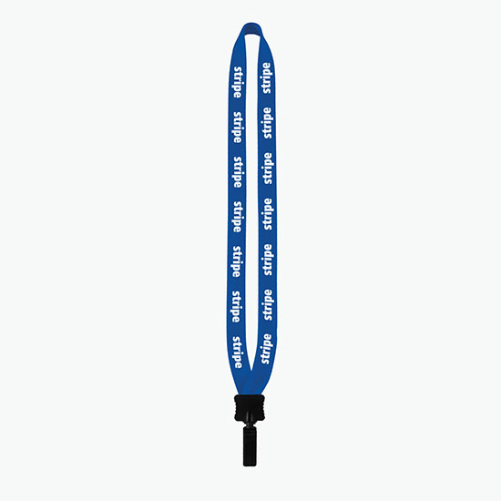 3/4 Knitted Cotton Lanyard w/Plastic Clamshell & Plastic Bulldog Clip