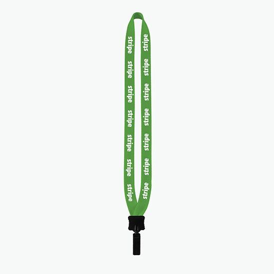 3/4 Knitted Cotton Lanyard w/Plastic Clamshell & Plastic Bulldog Clip