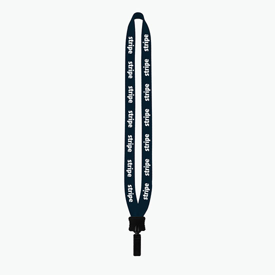 3/4 Knitted Cotton Lanyard w/Plastic Clamshell & Plastic Bulldog Clip