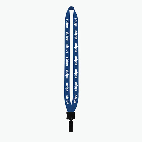 3/4 Knitted Cotton Lanyard w/Plastic Clamshell & Plastic Bulldog Clip