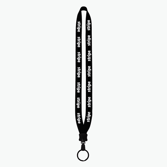 3/4 Knitted Cotton Lanyard w/Plastic Clamshell & Large Metal Split Ring