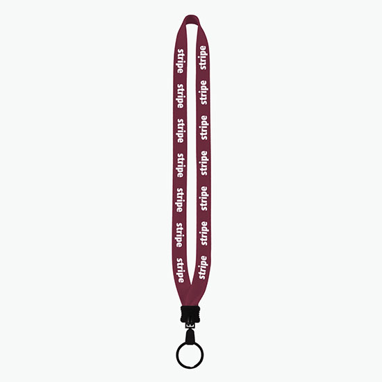 3/4 Knitted Cotton Lanyard w/Plastic Clamshell & Large Metal Split Ring