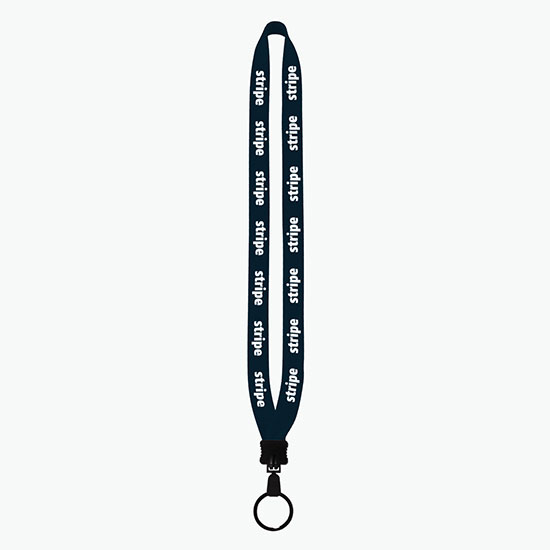 3/4 Knitted Cotton Lanyard w/Plastic Clamshell & Large Metal Split Ring