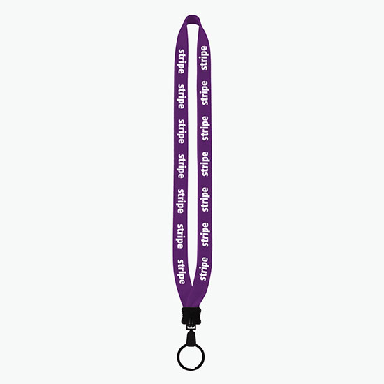 3/4 Knitted Cotton Lanyard w/Plastic Clamshell & Large Metal Split Ring