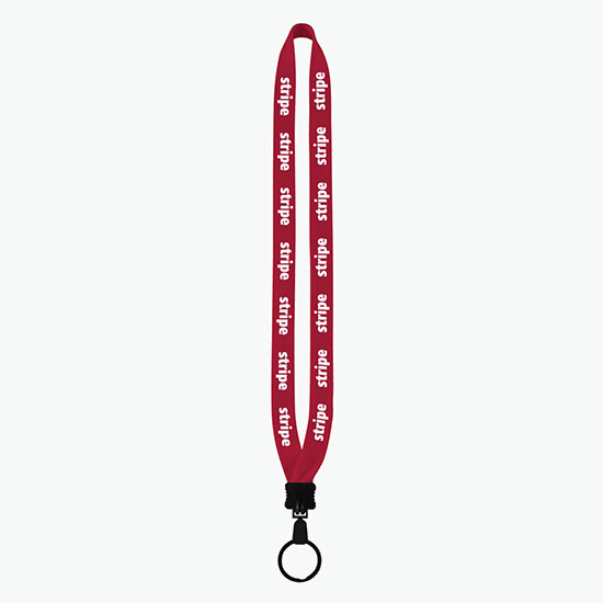 3/4 Knitted Cotton Lanyard w/Plastic Clamshell & Large Metal Split Ring