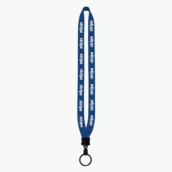 3/4 Knitted Cotton Lanyard w/Plastic Clamshell & Large Metal Split Ring