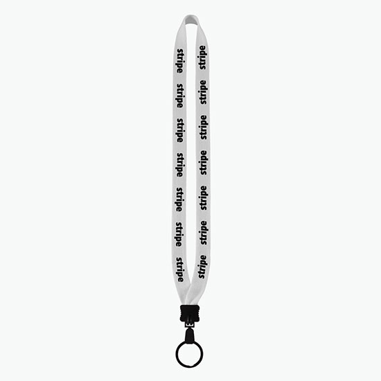 3/4 Knitted Cotton Lanyard w/Plastic Clamshell & Large Metal Split Ring