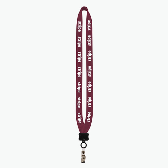 3/4 Knitted Cotton Lanyard w/Plastic Clamshell & Vinyl Snap w/ Metal Bulldog Clip