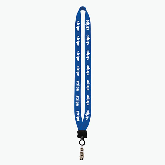 3/4 Knitted Cotton Lanyard w/Plastic Clamshell & Vinyl Snap w/ Metal Bulldog Clip