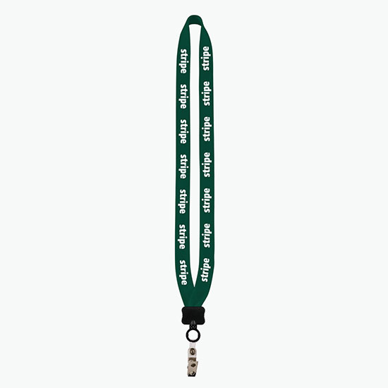 3/4 Knitted Cotton Lanyard w/Plastic Clamshell & Vinyl Snap w/ Metal Bulldog Clip
