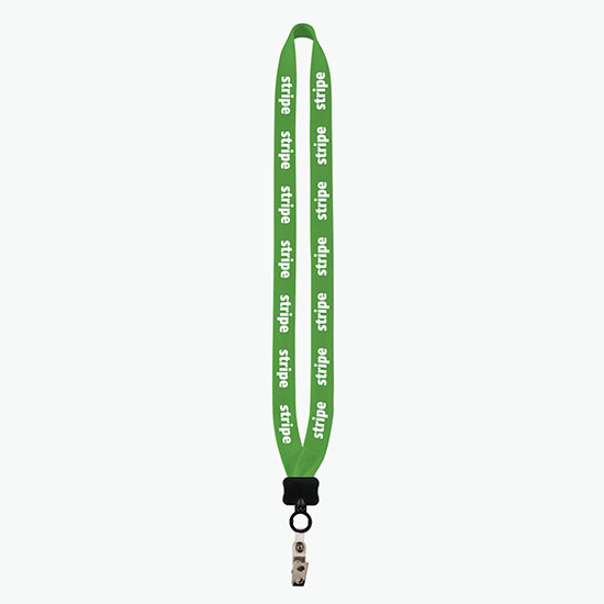 3/4 Knitted Cotton Lanyard w/Plastic Clamshell & Vinyl Snap w/ Metal Bulldog Clip