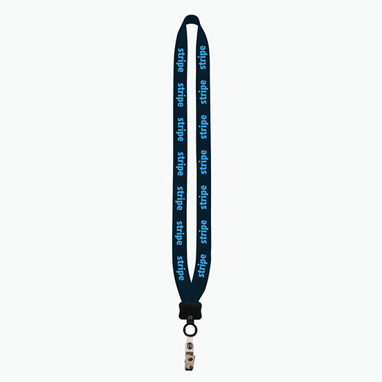 3/4 Knitted Cotton Lanyard w/Plastic Clamshell & Vinyl Snap w/ Metal Bulldog Clip