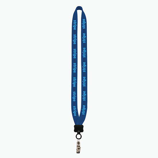 3/4 Knitted Cotton Lanyard w/Plastic Clamshell & Vinyl Snap w/ Metal Bulldog Clip