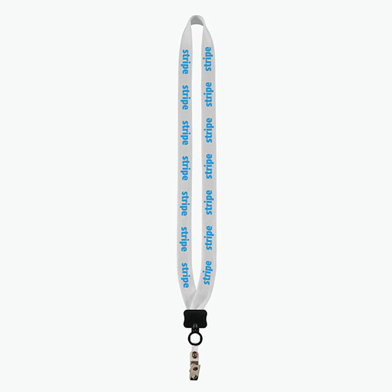 3/4 Knitted Cotton Lanyard w/Plastic Clamshell & Vinyl Snap w/ Metal Bulldog Clip