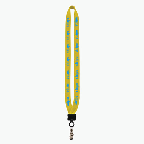 3/4 Knitted Cotton Lanyard w/Plastic Clamshell & Vinyl Snap w/ Metal Bulldog Clip