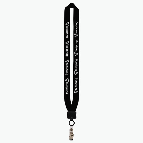 1 Knitted Cotton Lanyard w/Plastic Clamshell & Vinyl Snap w/Metal Bulldog Clip