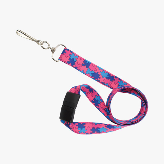 5/8 Dye Sublimated Autism Awareness Lanyard with Breakaway