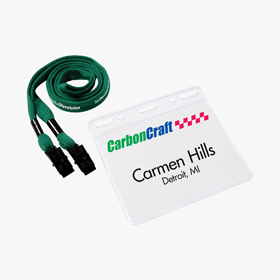 1/2 Cotton No Flip Lanyard and Badge Holder Combo - Double Bulldog Clip