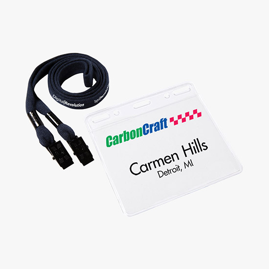 1/2 Cotton No Flip Lanyard and Badge Holder Combo - Double Bulldog Clip