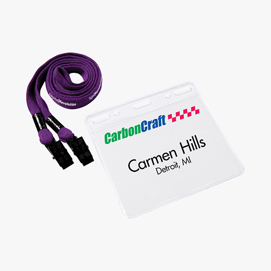1/2 Cotton No Flip Lanyard and Badge Holder Combo - Double Bulldog Clip