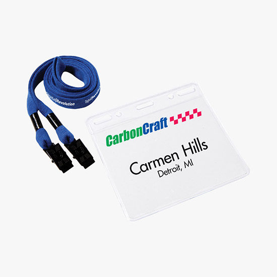 1/2 Cotton No Flip Lanyard and Badge Holder Combo - Double Bulldog Clip