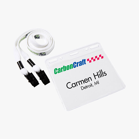 1/2 Cotton No Flip Lanyard and Badge Holder Combo - Double Bulldog Clip