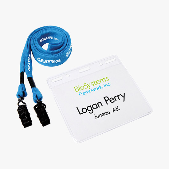 3/4 Cotton No Flip Lanyard and Badge Holder Combo - Double Bulldog Clip
