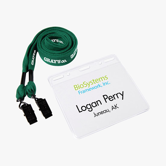 3/4 Cotton No Flip Lanyard and Badge Holder Combo - Double Bulldog Clip