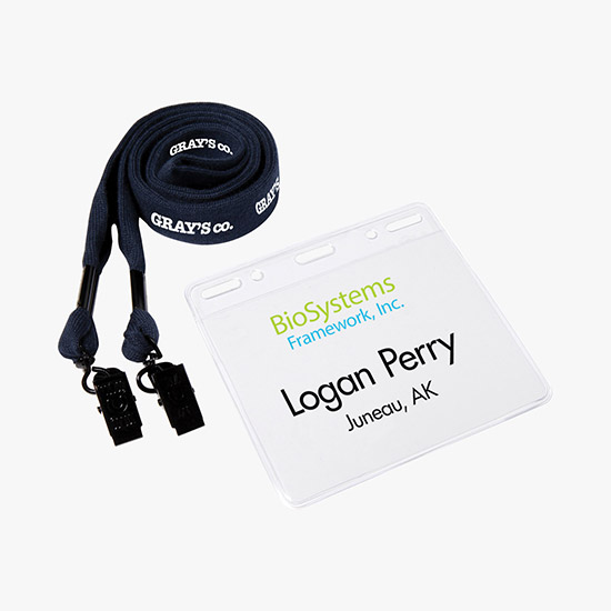 3/4 Cotton No Flip Lanyard and Badge Holder Combo - Double Bulldog Clip