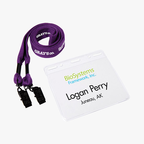 3/4 Cotton No Flip Lanyard and Badge Holder Combo - Double Bulldog Clip