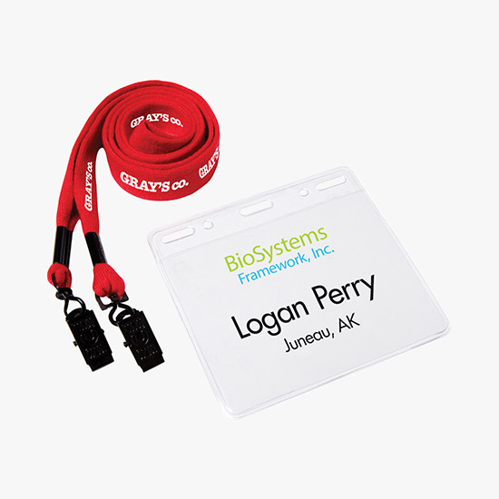 3/4 Cotton No Flip Lanyard and Badge Holder Combo - Double Bulldog Clip