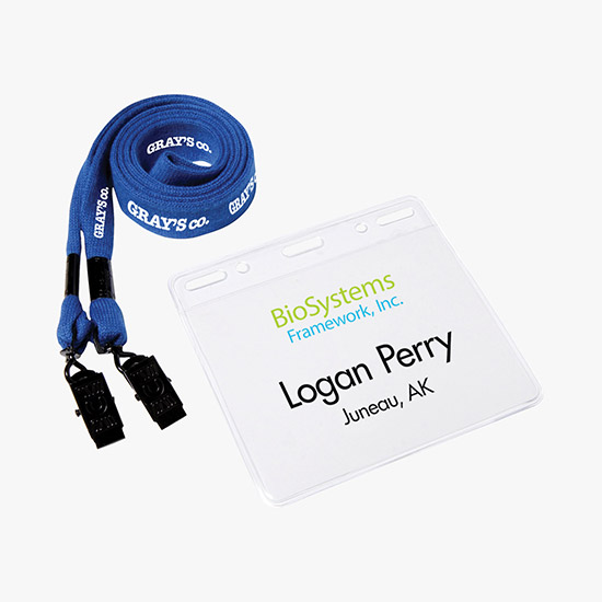 3/4 Cotton No Flip Lanyard and Badge Holder Combo - Double Bulldog Clip