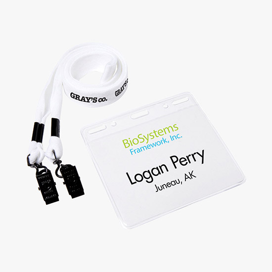 3/4 Cotton No Flip Lanyard and Badge Holder Combo - Double Bulldog Clip