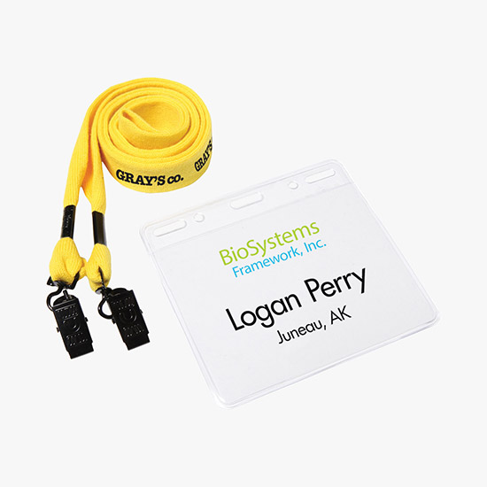 3/4 Cotton No Flip Lanyard and Badge Holder Combo - Double Bulldog Clip
