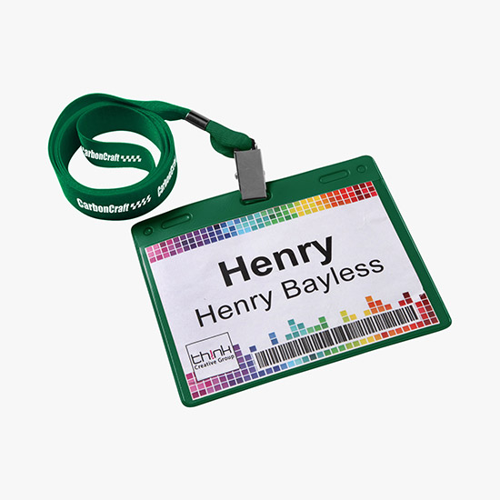 3 x 4 Badge Holder and Color Match Lanyard Combo - Printed